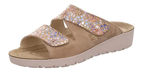 Rohde Damen Pantoletten - Bequeme Slipper für den Sommer - Bequeme Pantoletten aus Velourleder mit Aerosoftsohle. Ideal für Freizeit und Garten. Der Klettverschluss sorgt für perfekten Halt und einfachen Einstieg.