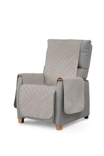 Textilhome – Sofaberzug Circus, Sofaschoner 1-Sitzer 55 cm, Relaxsessel Bezug – Reversibler, gepolsterter Sofaschutz, Sofaüberwurf Universell, Farbe Elfenbein