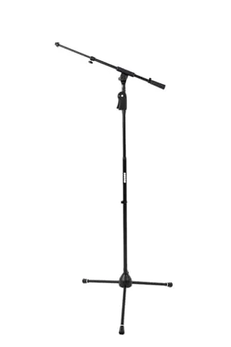 Shure Höhenverstellbarer Deluxe-Mikrofonständer - Mikrofonständer mit Dreibein-Sockel und Teleskop-Galgenarm für optimale Flexibilität und Stabilität bei Auftritten oder Studioaufnahmen.