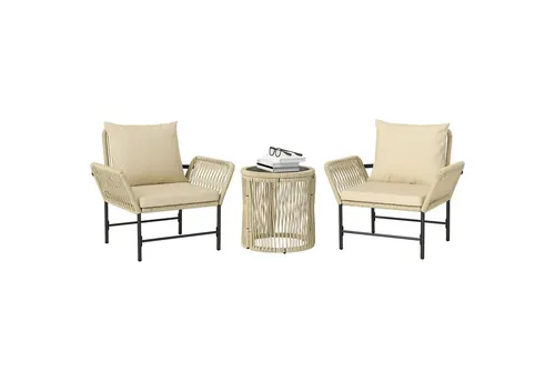 Outsunny Polyrattan Gartenmöbel Set für 2 Personen - Bistroset für die Terrasse – Stilvolles und wetterfestes 3-teiliges Set mit zwei bequemen Stühlen und einem pflegeleichten Tisch, ideal für entspannte Momente im Freien.