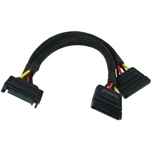 Phobya SATA Strom Y-Kabel SATA Buchse an 2x SATA Stecker 15cm - Schwarz