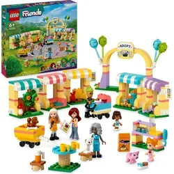 LEGO Friends 42615 - Tieradoptionstag Set mit 7 Minipuppen und 5 Spielzeug-Tieren, fördert kreatives Rollenspiel und sozial-emotionale Entwicklung