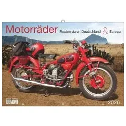 Motorräder & Routen 2026 - Broschürenkalender - mit Schulferientabelle - Format 42 x 29 cm