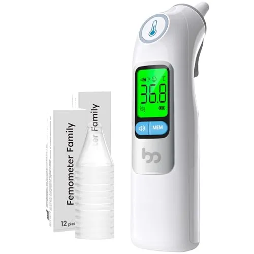 Ohrthermometer, Ohr Fieberthermometer für Baby Erwachsene, digitales infrarot-Thermometer mit 24 Einweg-Schutzkappen