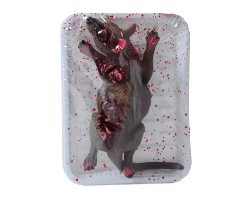 Fiestas Guirca Dekoobjekt Ratte im Klarsichtpack, Halloween Dekoration