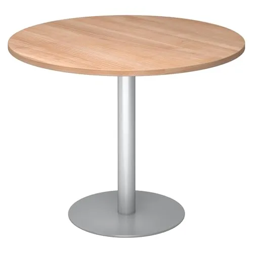 bümö Besprechungstisch rund 100 cm - Kinderschreibtische - Robuster Tisch mit kratzfester Oberfläche, ideal für Besprechungen und kleine Essbereiche, stabiler Stand durch schwere Säule und Tellerfuß.