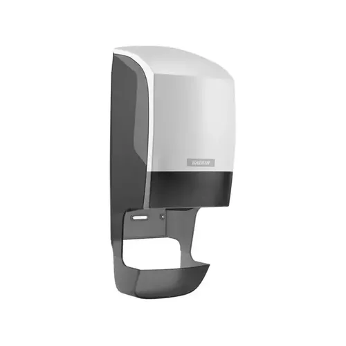 KATRIN Toilettenpapier-Spender 77465 - Toilettenpapierhalter in elegantem Weiß/Schwarz, ideal für öffentliche Toiletten und sorgt für eine hygienische und benutzerfreundliche Entnahme.
