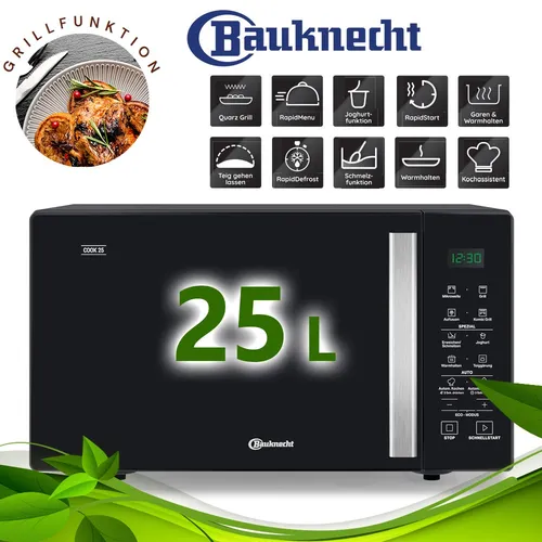 Bauknecht MWK 253 B Mikrowelle - Mikrowelle mit 25 l Garraum, RapidStart-Funktion für blitzschnelles Erhitzen und RapidDefrost für sanftes Auftauen. Ideal für schnelle und effiziente Zubereitung!