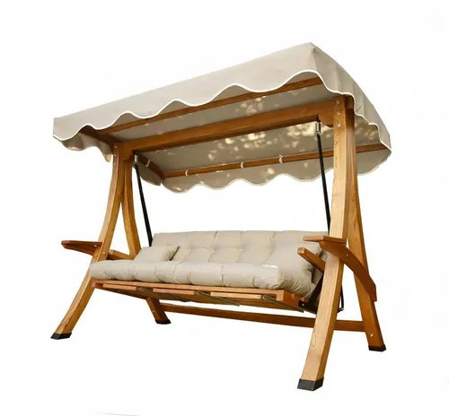 Braun Gartenschaukel Outdoor - Edle Schaukelliege mit Sonnendach - Hollywoodschaukeln für Erwachsene, ideal für entspannte Stunden im Freien. Inklusive Dach und Sitzpolster, bietet Platz für bis zu 3 Personen und überzeugt durch modernes Design.