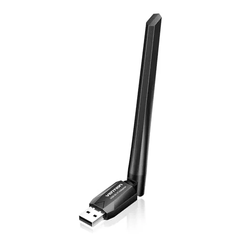 VENTION USB WLAN Stick, AC650 WiFi Adapter mit 6dBi WLAN Antenne, 2.4GHz/5GHz Internet Stick für PC/Desktop/Tablet/Laptop, Kompatibel mit Windows 11/10/8.1/8/7/XP