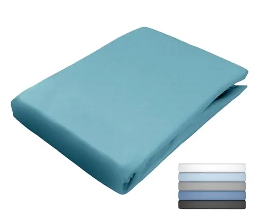 JACK Uni Spannbettlaken Satin 100x200 / 140x200 / 180x200 cm einfarbig Spannbetttuch viele Farben, Farbe:Petrol, Größe:180x200cm Spannbettlaken