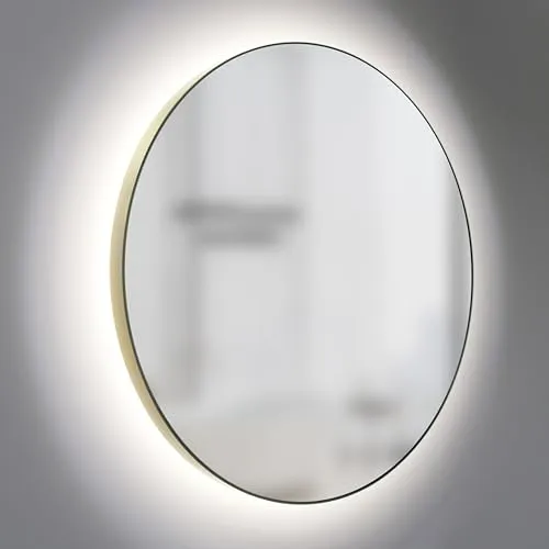Badspiegel TALOS LED CESA Shine Ø60 cm - Matt Gold mit Neutralweiß Beleuchtung - Badspiegel mit hochwertigem Aluminiumrahmen, feuchtraumgeeignet und einfach zu montieren. Ideal für stilvolle Badezimmer und schafft eine angenehme Atmosphäre.