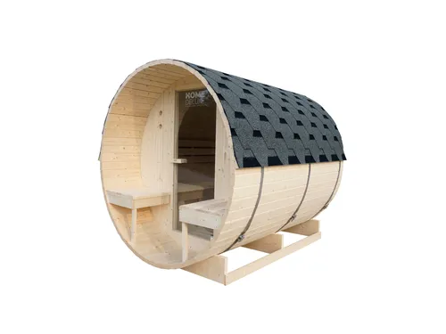 Home Deluxe Outdoor Fasssauna Lahti Deluxe L - Geräumige Gartensauna für bis zu 4 Personen, aus hochwertigem Fichtenholz mit inklusive Saunaofen und Zubehör für entspannende Wellnessmomente im Freien.