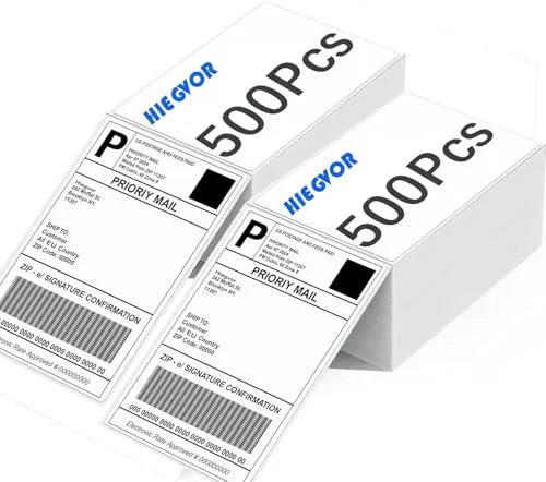 Stück Versandaufkleber 4×6 Etiketten/Stapel, Thermopapier Versandetiketten für Labeldrucker Wasserfester Etiketten Papier (10.2 x 15.2 cm, Weiß) 1000