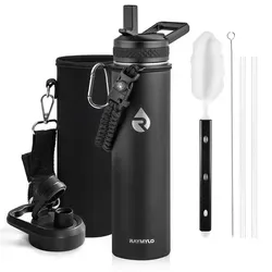 Isolierte Edelstahl-Thermosflasche 710ml 3-Schicht-Vakuum Schwarz