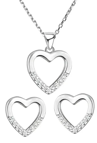 Herz Kette mit Ohrringe 925 Silber Halskette Ohrstecker Herzkette Herzohrringe