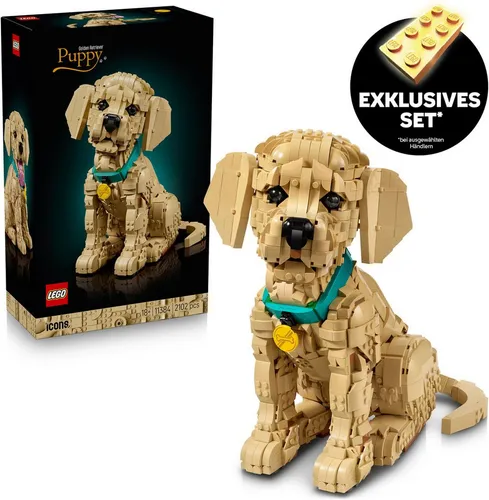 LEGO® Golden Retriever Welpe (11384) – Charmantes Bauprojekt für Tierfreunde - Das LEGO® Icons Set (11384) mit 2.102 Teilen bietet ein kreatives Bauprojekt. Die bewegliche Figur bringt den Charme eines Golden Retrievers ins Zuhause und begeistert mit Details wie einem bunten Halsband und digitaler Bauanleitung.