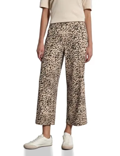 STREET ONE STUDIO Damen F378936 Hose, Creamy Brown, 42 - Damen-Hosen im Casual Fit mit High Waist und Wide Legs, ideal für einen lässigen Look. Aus Viskosemix mit Stretchanteil für optimalen Tragekomfort.