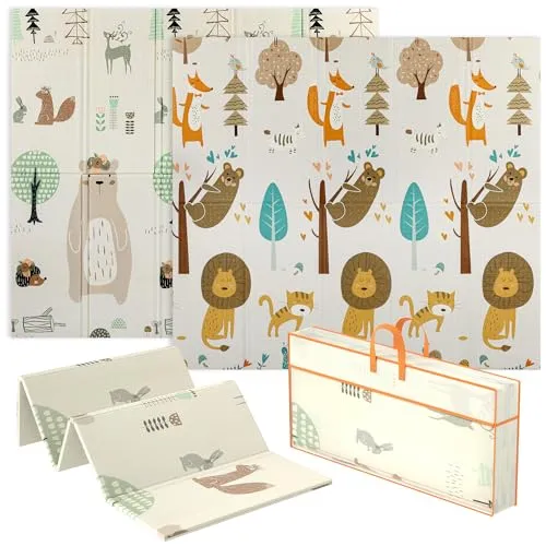 AIYAPLAY Krabbelmatte Spielmatte Baby Faltbar 196 x 176 x 1,5 cm Doppelseitige Spielteppich Krabbeldecke Kindermatte Wasserdicht für Innen & Outdoor