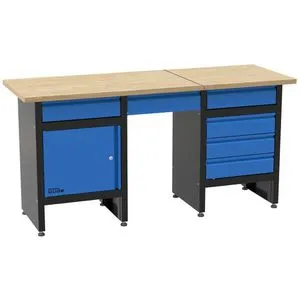 Güde Werkbank GW 6/1 XL - Stabil und geräumig - Werkbank mit 30 mm starker Gummibaumholz-Arbeitsplatte, 6 Schubladen und 1 abschließbarem Türfach. Ideal für Werkstätten, mit hoher Traglast und pflegeleicht.