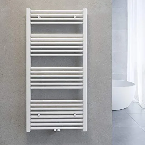 SONNI Handtuchheizkörper Handtuchtrockner 60 x 120cm Weiß | Heizkörper Bad Mittelanschluss Handtuchwärmer Badheizkörper Weiß Gerade