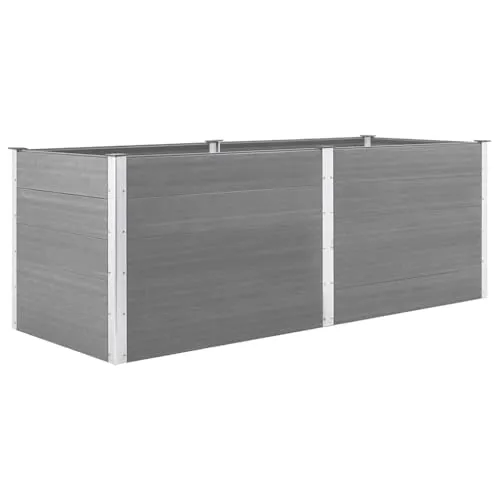 Garten-Hochbeet 250 x 100 x 91 cm WPC Grau - Hochbeete-Kit aus langlebigem WPC, ideal für nachhaltigen Anbau und pflegeleichte Gartenarbeit.