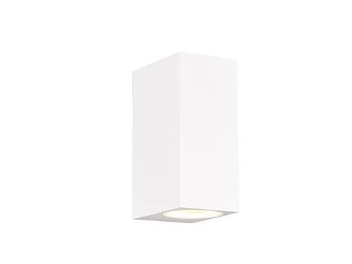 Eckige Außenwandleuchte Up and Down in Weiß, Höhe 15cm - Lampen: Robuste Außenwandleuchte aus Druckguss Aluminium mit IP44-Schutz, inkl. 2 austauschbarer GU10 LED Leuchtmittel für warmes Licht.