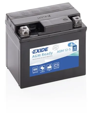 Exide AGM12-5 AGM-Ready Motorrad Starter-Batterie 12V 4Ah 70A