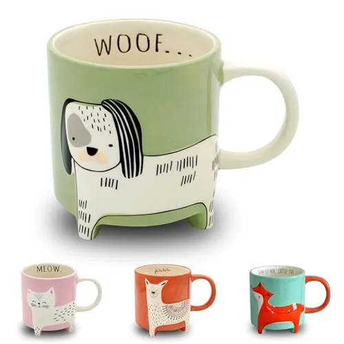 Winkee - Cute Animal Kaffeetasse Hund Benny I Die süße Hund-Tasse I XXL Tasse ca. 500 ml I Cute Coffee Mug