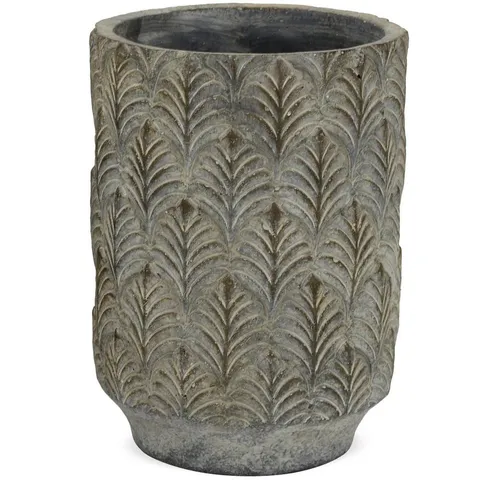 matches21 HOME & HOBBY Blumentopf Zementtöpfe Blattmuster Antik Look Blumentopf grau Ø 16,5 cm (1 St)