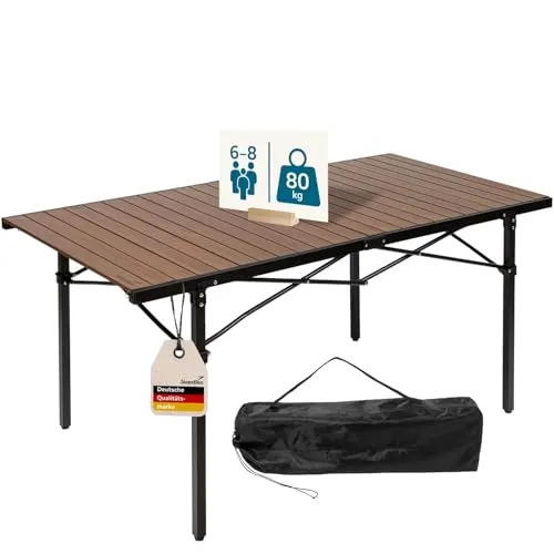 Skandika Campingtisch Maikku | Großer Alu Klapptisch für 6 Personen, 140 x 70 cm, klappbar und wasserfest - Der Skandika Campingtisch Maikku bietet mit seiner großen Tischplatte Platz für bis zu 6 Personen. Leicht und klappbar, ideal für Camping oder Garten. Robustes Design und pflegeleichte Oberfläche machen ihn zum perfekten Begleiter.