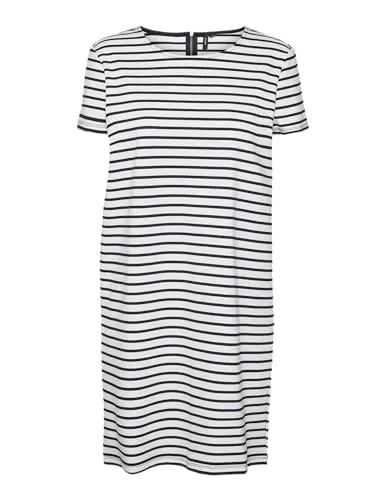 Vero Moda Jerseykleid VMAbby - Elegantes, schlichtes Design - Kleider - Jerseykleid in Weiß mit Viertelärmeln und Rücken-Reißverschluss, ideal für vielseitige Anlässe und pflegeleicht bei 30 °C.