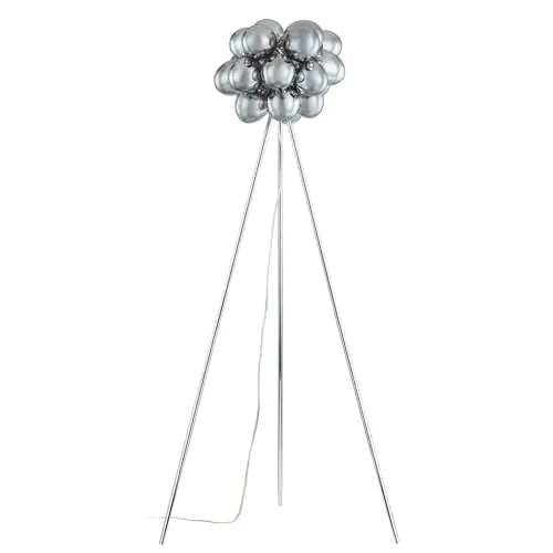Lucande Stehlampe 'Diborah' - Moderne 3-flammige Stehlampe in rauchgrau - Elegante 3-flammige Stehlampe aus Glas und Aluminium, ideal für stilvolle Innenräume. Mit CE-Zertifikat und 5 Jahren Herstellergarantie.