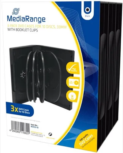 Mediarange DVD-Hülle 3 Mediarange DVD Hüllen 10er Box 33 mm für je 10 BD / CD / DVD schwarz