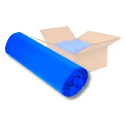 Müllsäcke, Typ 60, Reißfeste Abfallbeutel aus LDPE Regenerat, 1 Karton = 10 Rollen = 250 Säcke, Farbe: blau 18112032