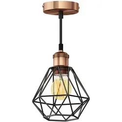 ledscom.de Vintage Pendelleuchte RETRA, bronze, Käfig-Schirm + LED Lampe gold max. 778lm, 3-Stufen, extra-warmweiß