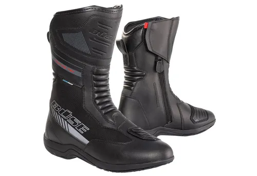 Büse B140 Touring Stiefel schwarz 47 - Motorradstiefel mit Klimamembran, wasser- und winddicht sowie atmungsaktiv. Ideal für Touren, mit Verstärkungen und robuster Anti-Rutsch Sohle für optimalen Halt.
