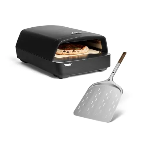 BURNHARD Gas Pizzaofen - Tony mit Pizzaschieber, 450 °C, tragbar - Erlebe perfekte Pizza in nur 90 Sekunden mit dem mobilen Gas-Pizzaofen TONY. Der starke Cordierit-Pizzastein und die optimale Hitzeverteilung garantieren gleichmäßige Backergebnisse, ideal für Outdoor-Fans.