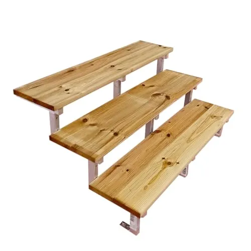 Holztreppe mit Stahl Treppenwangen im Set, 2 bis 5 Stufen, Gartentreppe, druckimprägniertes KDI Holz (3 Stufen, 160 cm)