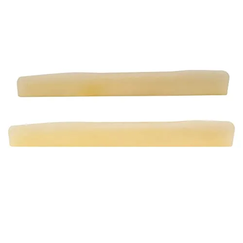 Musiclily Pro 73,66mm Kompensierte Akustikgitarre Ungebleicht Knochen Stegeinlage für 6-saitige Martin Style (2 Stück)