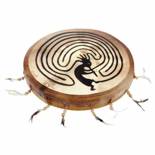 Terre Shaman Drum 40cm Kokopelli - Sonstige Percussion Instrumente, leichte Schamanentrommel mit voluminösem Klang und einzigartigem Kokopelli-Motiv, ideal für spirituelle Zeremonien und Musikliebhaber.