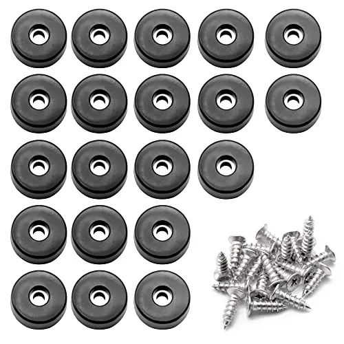 Mittelgroßer Gummipuffer (9mm*23mm*25mm), geeignet für kleine Küchenutensilien und Möbel, Schneidbrettfüße, mit Edelstahlschrauben, 20 Stück pro Packung