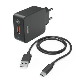 Hama Schnellladegerät USB-C 19,5 W mit 1,5 m Kabel - Schnellladegerät für Smartphones und Tablets, lädt effizient und schonend. Mit 1,5 m Kabel für flexible Nutzung - ideal für unterwegs!