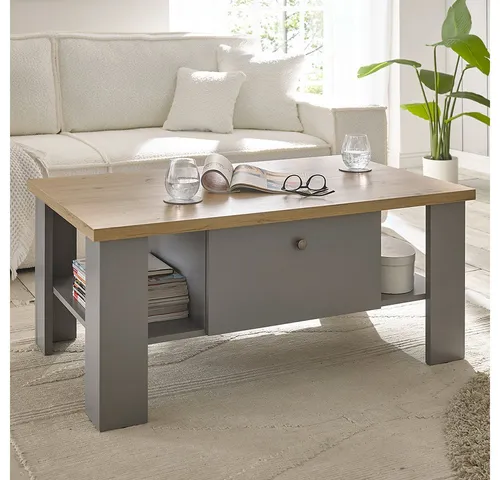 Lomadox Couchtisch CHATHAM-61 in Grau mit Artisan Eiche Nb.