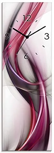 ARTLAND Lautlose Wanduhr aus Glas 20x60 cm in rot von ARTland
