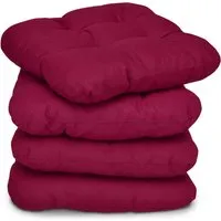 Beautissu 4er Set Sitzkissen Lisa Rot 40x40 cm - Kissen für Indoor & Outdoor, mit 8cm dicker Schaumstofffüllung für höchsten Sitzkomfort und strapazierfähigem Bezug – ideal für Garten und Esszimmer.