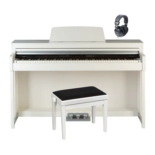 E-Piano Set mit Klavierbank Kopfhörern & Notenbuch Fame DP 8600 BT WH V2 Complete Set+