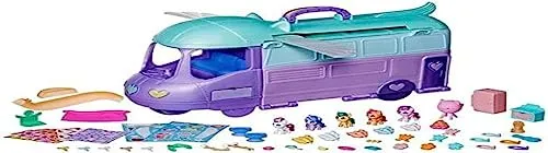 My Little Pony Mini World Magic Mare Stream Wohnmobil Spielset - Puppen & Zubehör mit 60 Teilen, inklusive 5 Ponyfiguren und farbwechselnden Accessoires für kreative Mini-Welten zum Gestalten und Spielen.