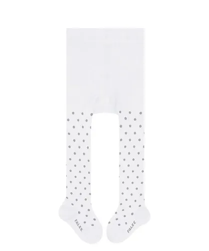 FALKE Unisex Baby Strumpfhose Little Dot B Ti Baumwolle gemustert 1 Stück, Weiß Off-White 2040, 80-92