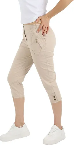Jeanshose Damen Slim Legs kurz 3/4 Jeans Hose caprihose, Größe:54, Farbe:beige